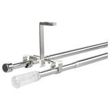 Soldvärggmal króm dupla függönyrúd készlet üvegvégekkel és műanyag csatlakozókkal.