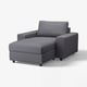 VIMLE szürke kanapé tároló chaise-szal. Modern, minimalista dizájn. Puha, levehető anyagfedél.