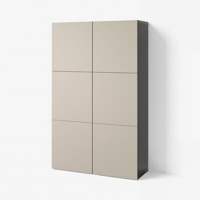 BESTÅ Storage combination with doors, black-brown/Lappviken light grey-beige, 120x42x193 cm