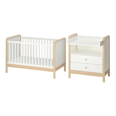 ÄLSKVÄRD 2-piece baby furniture set, birch/white, 70x140 cm