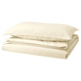 ÄNGSLILJA cotton duvet set, off-white, includes flat sheet, duvet cover, pillowcases, natural design.