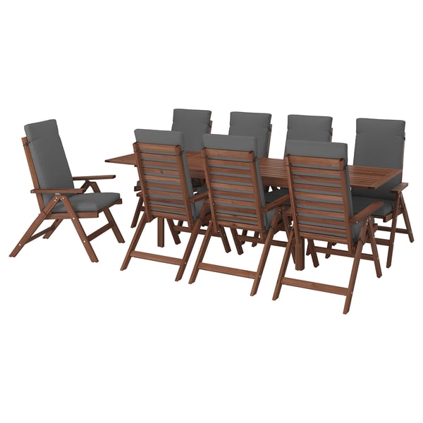 ÄPPLARÖ Table+8 reclining chairs, outdoor, brown stained ... on {keyword}