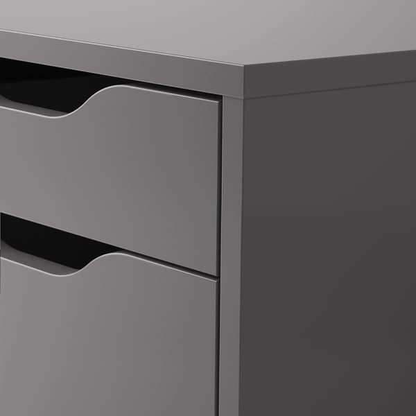 Modern gray drawer unit with smooth edges and clean design.