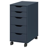 ALEX Drawer unit on castors, black-blue, 36x76 cm