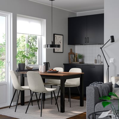 ÅLHULT / NORDMANSSKÄR Table and 4 chairs, black/brown/Tonerud grey black, 120x80 cm