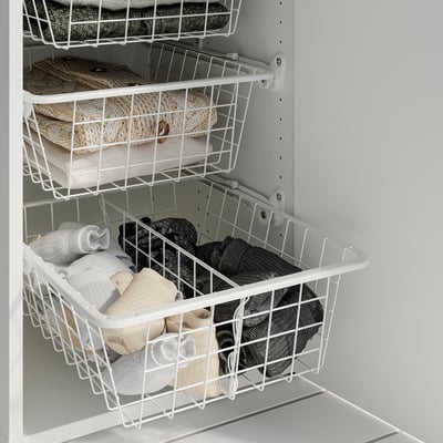 ALTARLIDEN Wire basket with pull-out rail, white, 40x42 cm