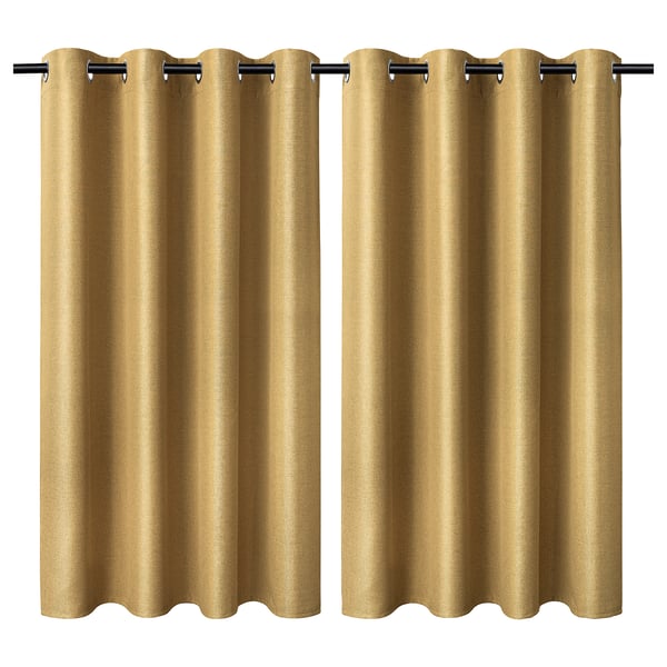 ANNAKAJSA Room darkening curtains, 1 pair, yellow-brown/with eyelets, 145x165 cm