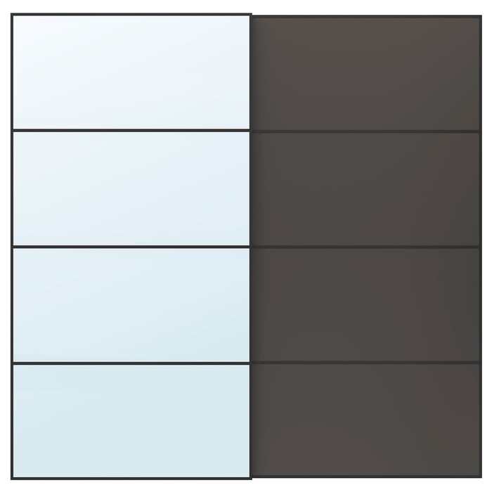 AULI / MEHAMN pair of sliding doors, black mirror glass/double sided