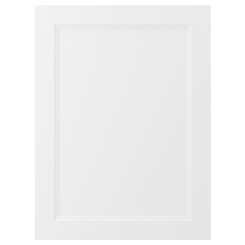 AXSTAD: white, square kitchen cabinet door with soft lines and inset panel, matt surface.