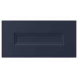 Dark blue rectangular kitchen cabinet door with inset panel, smooth surface.