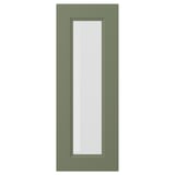 AXSTAD door, grey-green, rectangular, matte finish, glass panel, fiberboard core.