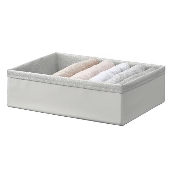 BAXNA fabric organizer, white, rectangular, with inner compartments for storage.