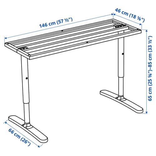 Illustration with measurements for the product: BEKANT.