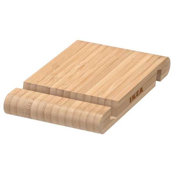 Ikea BERGENES: light bamboo holder for phones/tablets, rod design, natural color.