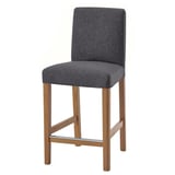 BERGMUND grey upholstered stool with wooden legs