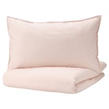 BERGPALM duvet set, light pink, striped cotton, rectangular with button closure.