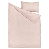 BERGPALM duvet set in light pink with subtle stripes, 100% cotton, rectangular, simple vintage design.