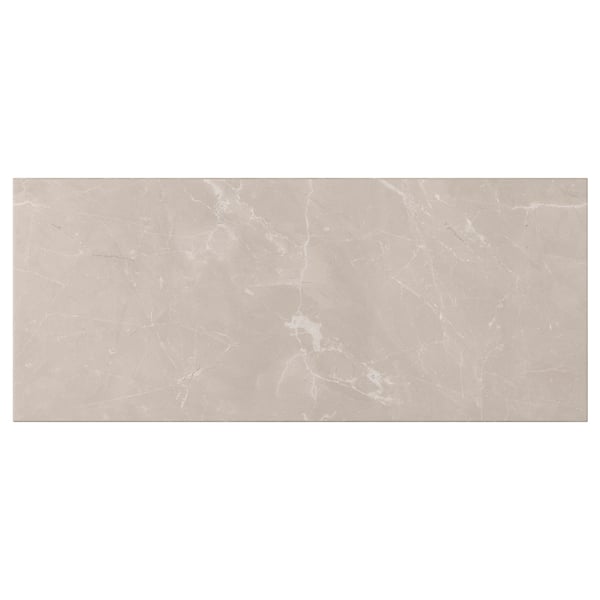 Beige BERGSVIKEN marble-effect front panel with smooth surface.
