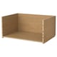 Ikea BESTÅ wooden drawer frame, natural finish, rectangular shape, simple design, particleboard and foil material.