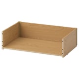 BESTÅ wooden drawer, natural finish, rectangular shape, empty, made from particleboard and foil.