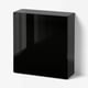 BESTÅ Shelf unit with door, black-brown/Selsviken high-gloss/black, 60x22x64 cm
