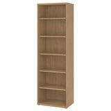 Light wood, tall BESTÅ bookcase with five open shelves.