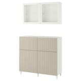 BESTÅ unit: modern off-white cupboard with 4 doors, 2 shelves, 2 drawers, and glass doors, ideal for storage and display.