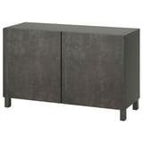 Dark gray BESTÅ cabinet, rectangular, modern, with two doors.