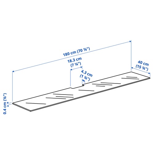 BESTÅ Top panel for TV, glass/white, 180x40 cm