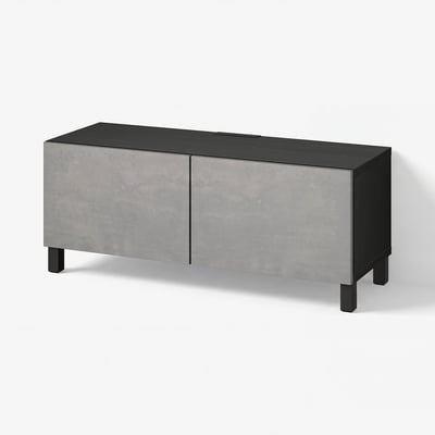 BESTÅ TV bench with doors, black-brown/Kallviken/Stubbarp dark grey, 120x42x48 cm