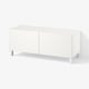 BESTÅ TV bench with doors, white Laxviken/Stubbarp/white, 120x42x48 cm