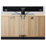 Wooden tv stand with wire management, featuring fixed cables and integrated storage; part of the BESTÅ series.