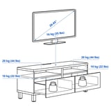 BESTÅ TV bench with drawers, white stained oak effect/Selsviken high-gloss/white, 120x42x48 cm
