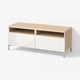 BESTÅ TV bench with drawers, white stained oak effect/Selsviken high-gloss/white, 120x42x48 cm
