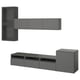 Modern grey BESTÅ tv unit with wall cabinets, combining sleek design with practical storage.