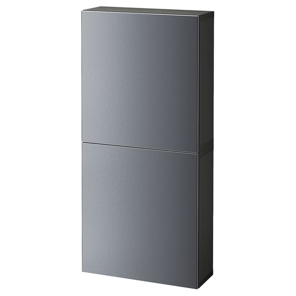 Grey ikea BESTÅ wall cabinet, sleek design with two doors.