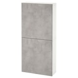 A white and grey BESTÅ wall cabinet with two doors in a concrete finish, designed for storage.