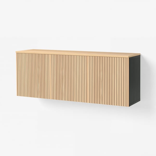 BESTÅ Wall-mounted cabinet combination, black-brown/Björköviken oak veneer, 180x42x66 cm
