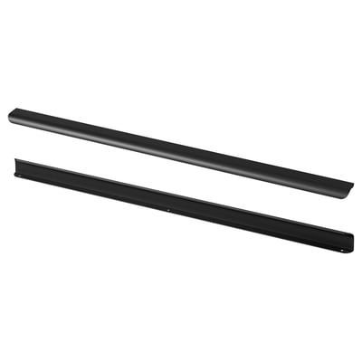 Black modern kitchen handles, aluminum, long, rectangle shape.