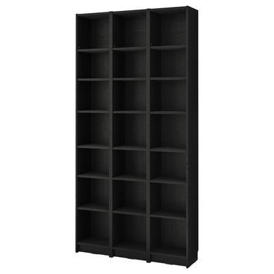 BILLY Bookcase comb with extension units, black oak effect, 120x28x237 cm