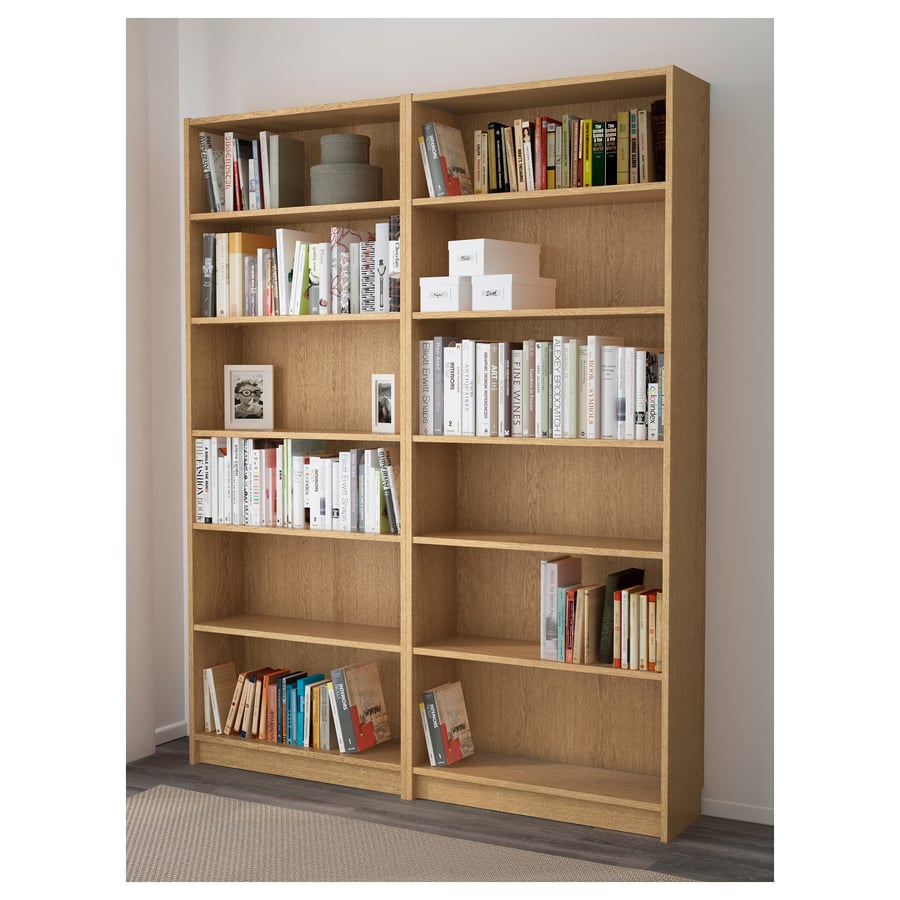 BILLY Bookcase, oak veneer oak, 160x28x202 cm IKEA