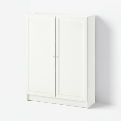 BILLY / OXBERG Bookcase with doors, white, 80x30x106 cm