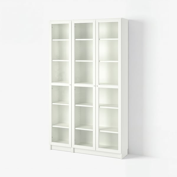 BILLY / OXBERG Bookcase with glass-doors, white, 120x30x202 cm
