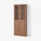 BILLY / OXBERG Bookcase with panel/glass doors, brown walnut effect, 80x30x202 cm