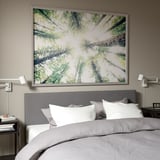 BJÖRKSTA Picture with frame, look up/aluminium-colour, 140x100 cm