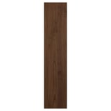 Dark walnut veneer pax wardrobe door with solid wood edges, rectangular shape, distressed design.