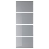BJÖRNÖYA: four-panel frosted glass sliding wardrobe door set. Modern, minimalist design. Rectangular shape, glass enamel finish.