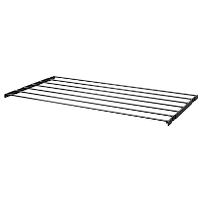 A BOAXEL drying rack, black, made of metal with a matte finish. It has a rectangular shape with horizontal bars for hanging laundry.