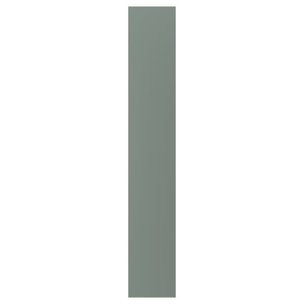 A BODARP cabinet in matt grey-green, made from recycled materials, with a modern rectangular design.