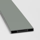 Modern kitchen plinth in sleek grey-green, crafted from recycled materials. Smooth, seamless finish.